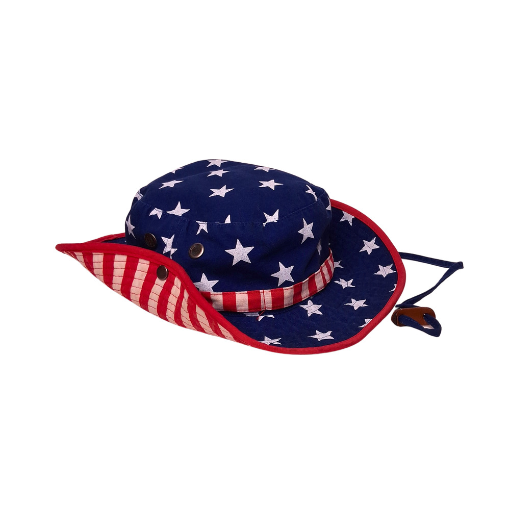 American Flag Star and Stripes Boonie Hat with Snaps & Chin Strap – OSFA